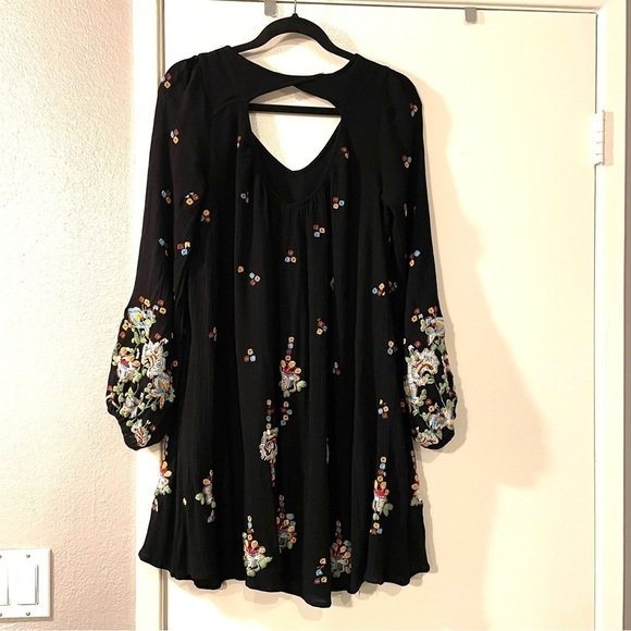 Free People Oxford Floral Embroidered Multicolor Black Dress - Picture 4 of 7